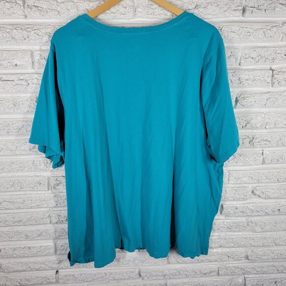 Catherines Women Top 3X Plus Tunic Lace Up Short Sleeve Blue BLU228E - Picture 5 of 8